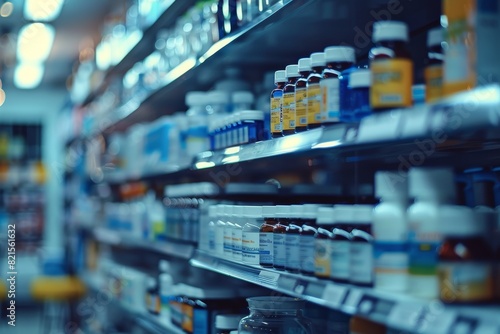 Pharmacy counter with drug in the pharmacy drugs