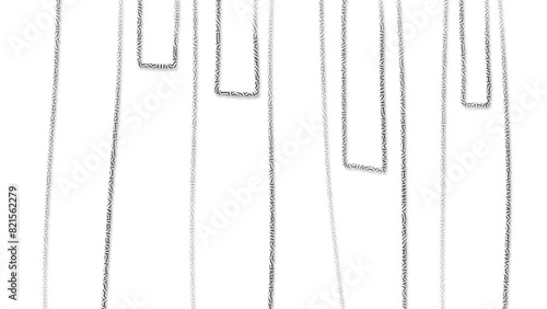 Vertical pencil or chalk lines alternate with rectangles sticking out from top to bottom. photo