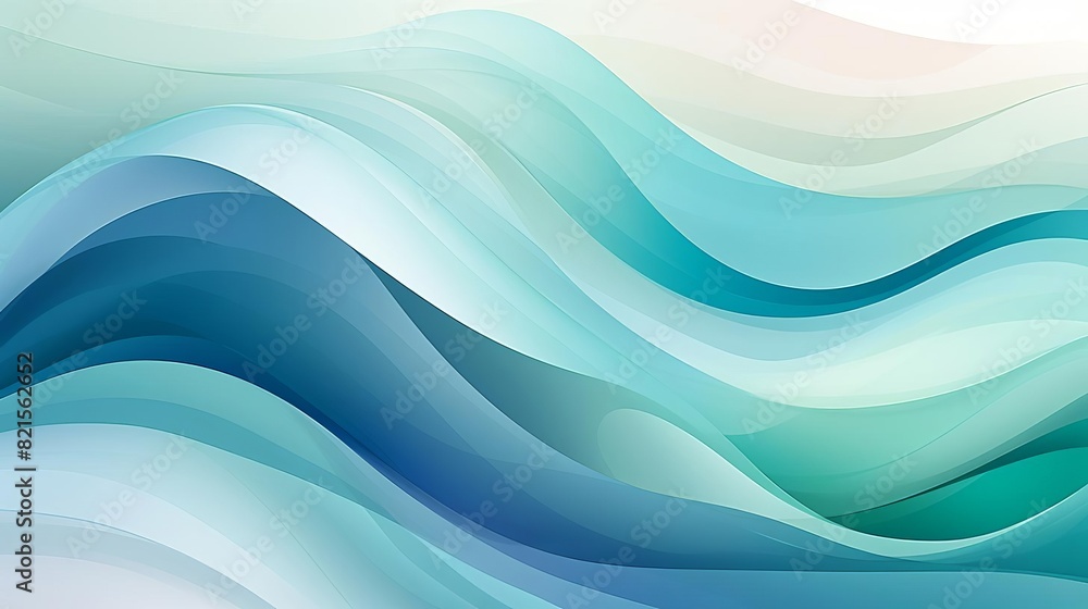 Fototapeta premium Abstract gradient waves of blue and teal hues create a serene and calming visual. Perfect for backgrounds, design projects, and artistic concepts.