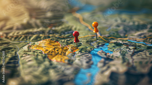 Detailed Map with Marked Locations and Pins