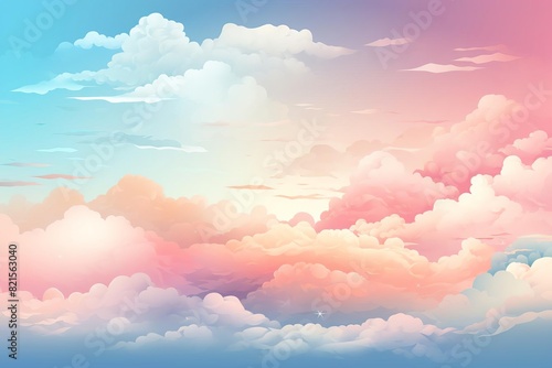 Beautiful pastel sky landscape with soft, colorful clouds in pink, blue, and purple hues, creating a dreamy and serene atmosphere.