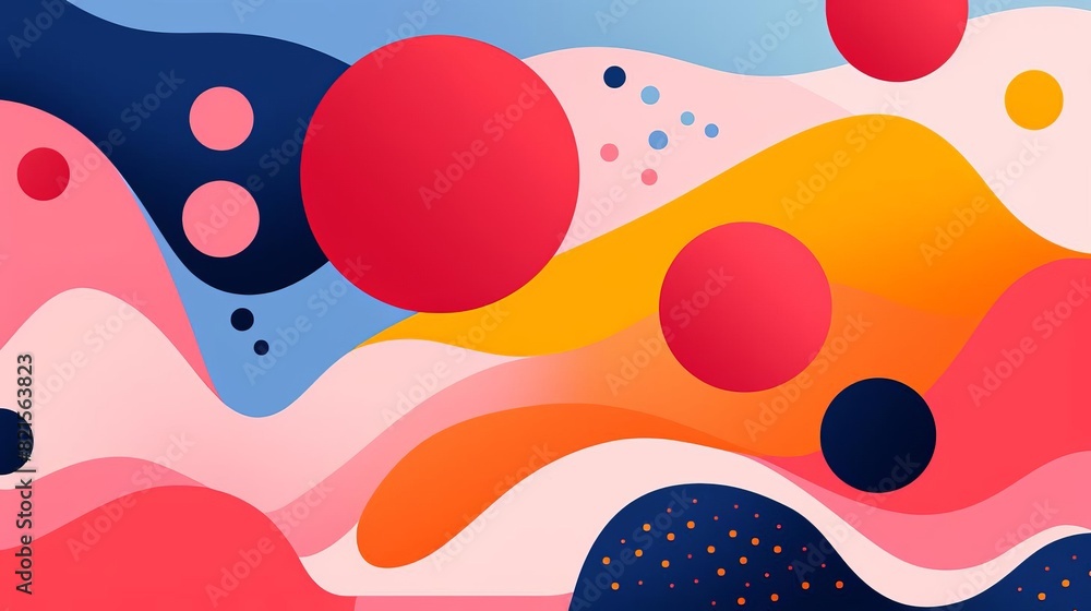 Vibrant abstract background with colorful geometric shapes and fluid waves, creating a dynamic and modern design in red, pink, yellow, and blue. Vibrant abstract background with colorful geometric shapes and fluid waves, creating a dynamic and modern design in red, pink, yellow, and blue.