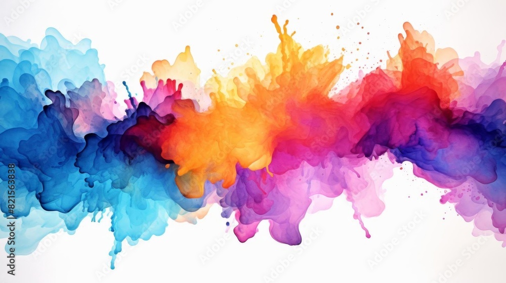 Vibrant abstract watercolor art with a mix of blue, purple, orange, and pink colors creating a dynamic and colorful splash effect. Vibrant abstract watercolor art with a mix of blue, purple, orange, and pink colors creating a dynamic and colorful splash effect.