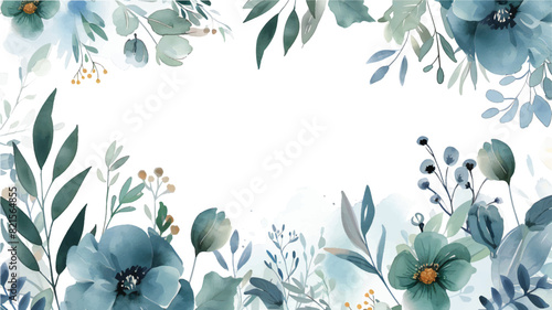 
floral border background isolate on white background. watercolor