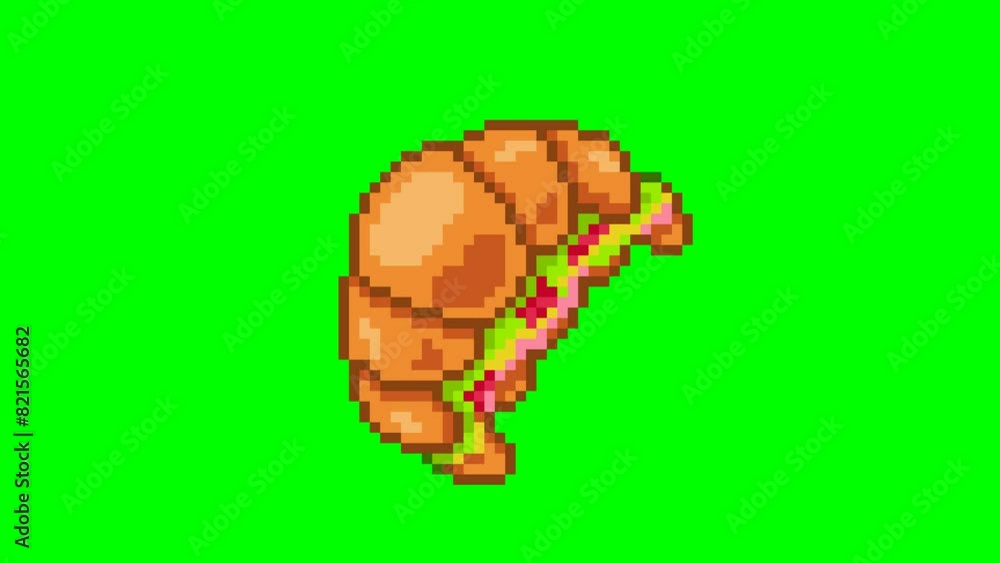 Croissant Sandwich, pixel art food animation Croissant Sandwich, pixel art food animation