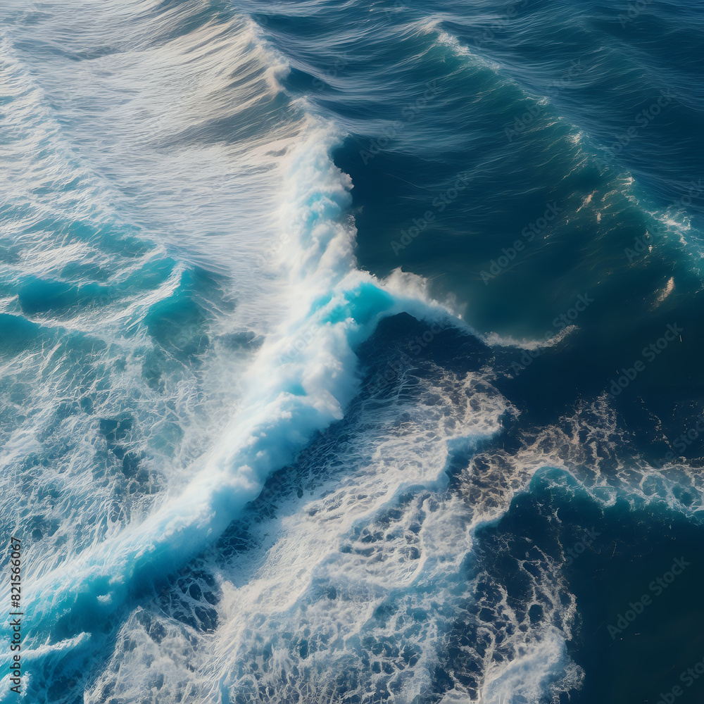 top  view Beautiful seaside waves - generated by ai
