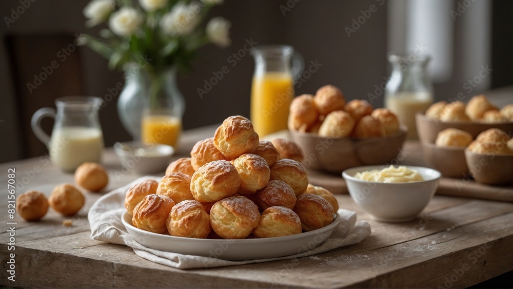 Gougères - Cheese puffs made from choux pastry and Gruyère cheese. Gougères - Cheese puffs made from choux pastry and Gruyère cheese.