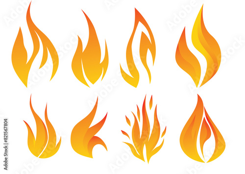 Set of Fire, Flames Vector. Set of Fire icon gradation for you