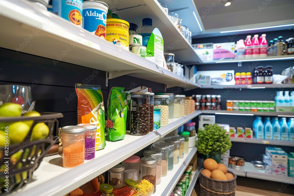 A large store with many shelves and aisles A large store with many shelves and aisles