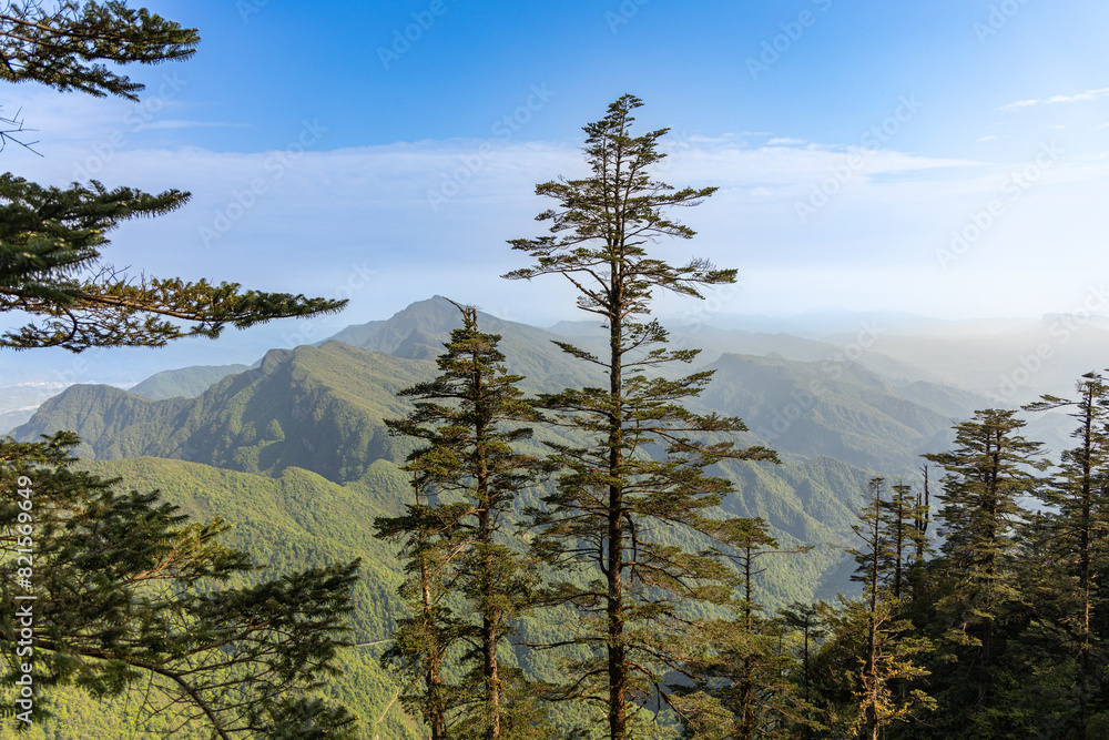 Naklejka premium Wawushan National Forest Park, Meishan city, Sichuan province, China