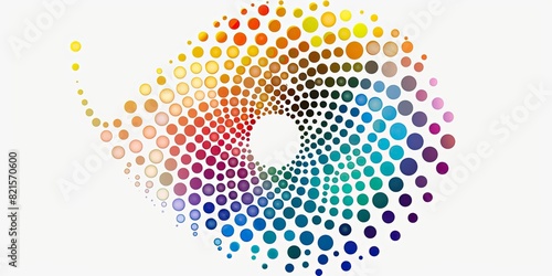 Design an icon featuring a spiral of colorful dots, representing the colors in motion and creating visual depth on a white background