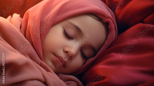 a cute cute cute Muslim little girl sleeping