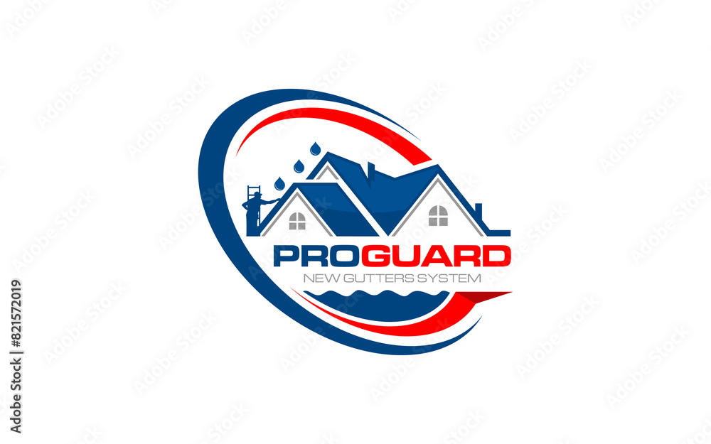 Illustration graphic vector of professional gutters installation and replacement services logo design template Illustration graphic vector of professional gutters installation and replacement services logo design template
