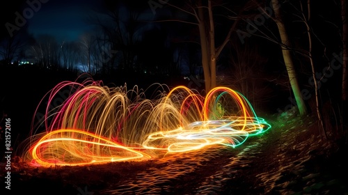 **HAPPY NEW YEAR" formed by a trail of light painting photography, with vibrant colors creating a mesmerizing effect 16:9 --s 750 --v 5.0** - Image #4 @BAN ME?