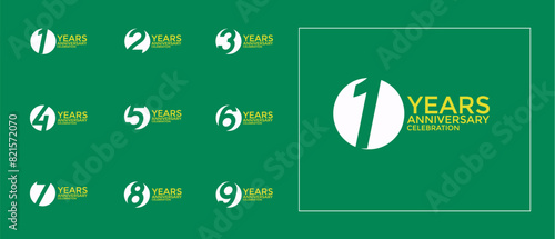 anniversary logo style set with yellow and white color can be use for celebration moment
