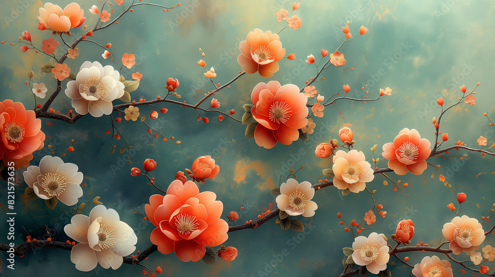 和風の花柄 和風の花柄