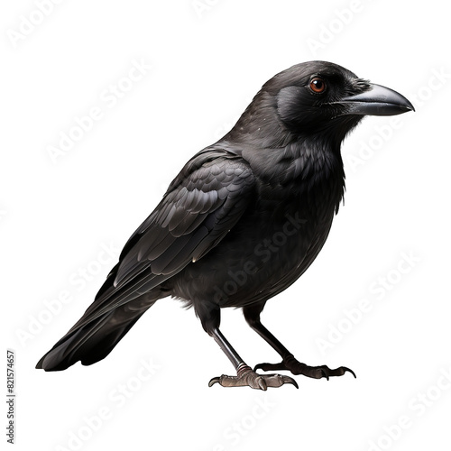 A black crow or raven Isolated on transparent background PNG Generative AI