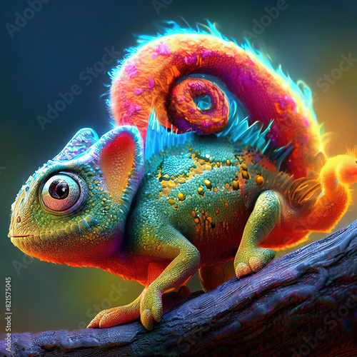 A Captivating Panther Chameleon Close-Up.with Generative AI technology 