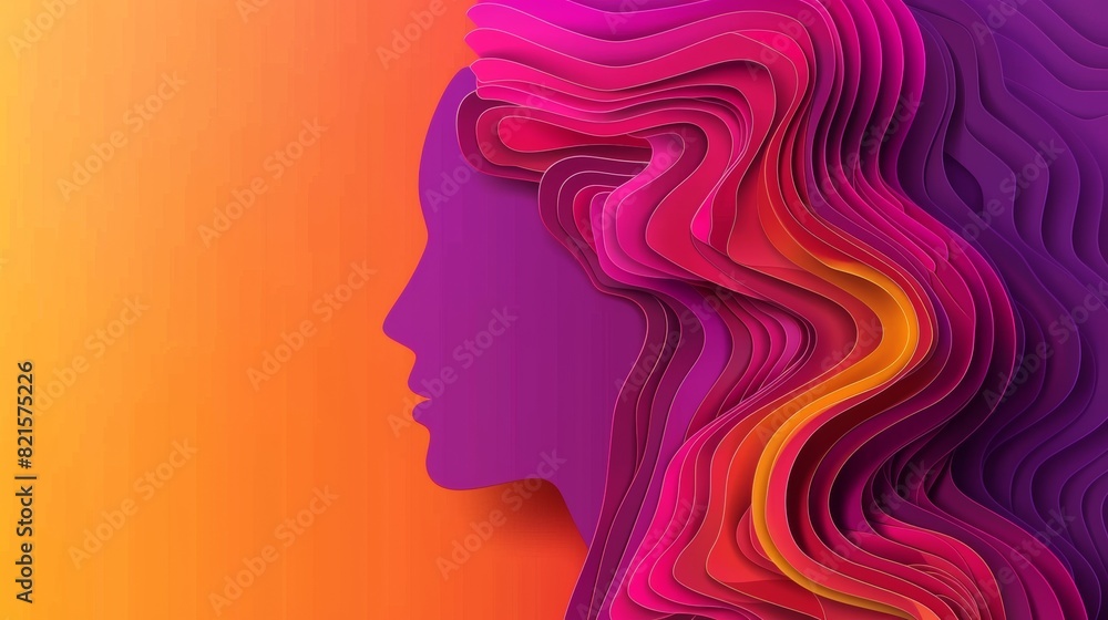 World Creativity and Innovation Day Celebration: Silhouette of a Woman's Profile Blending with Vibrant, Fluid Melting Patterns in a Digital Artwork