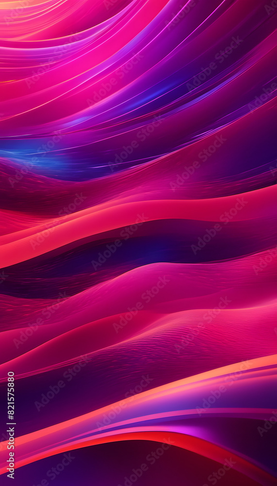 Fototapeta premium Abstract digital art featuring vibrant, flowing waves of pink, purple, and blue hues.