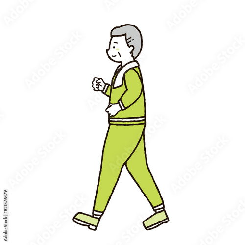 ウォーキングするシニア男性