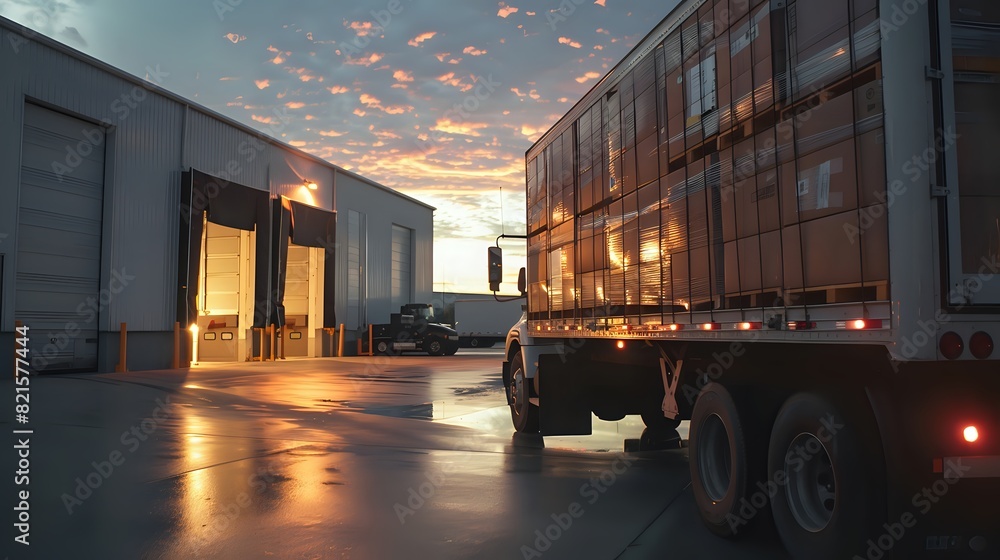 Traditional truck unloading boxes at warehouse loading. Traditional truck unloading boxes at warehouse loading.