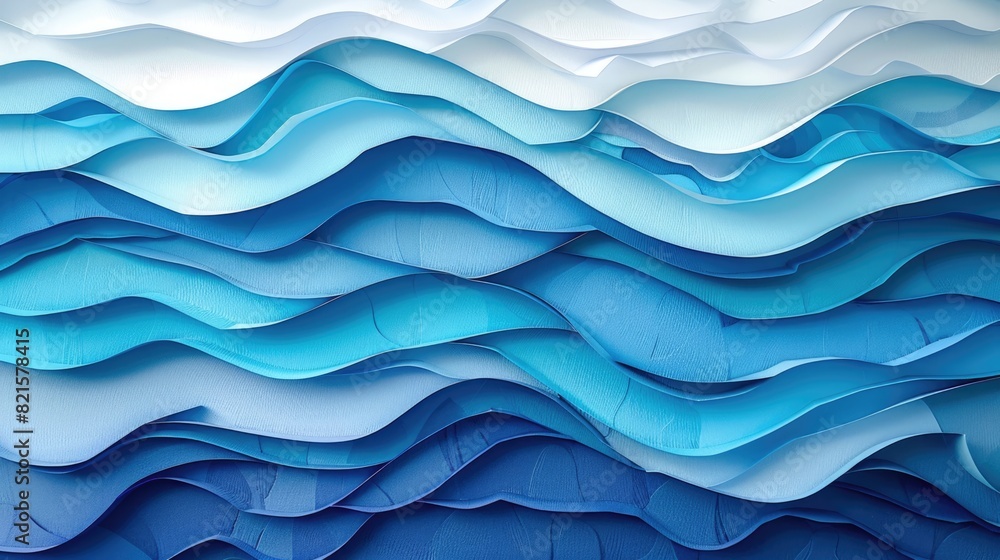 Fototapeta premium a pattern of ocean waves in various shades of blue background.