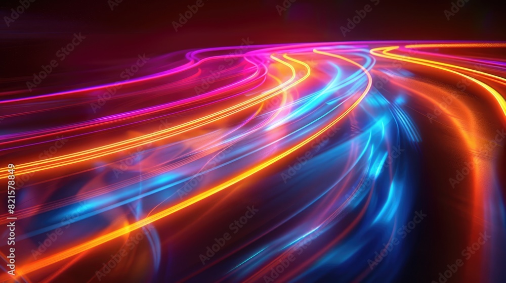 A vibrant and dynamic abstract background with flowing neon lines in various colors against a dark backdrop. A vibrant and dynamic abstract background with flowing neon lines in various colors against a dark backdrop.