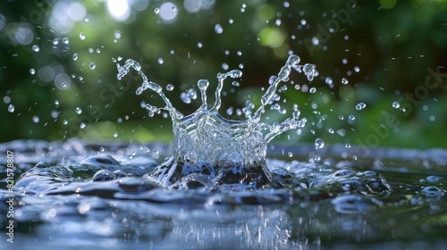 A water splash with a green background