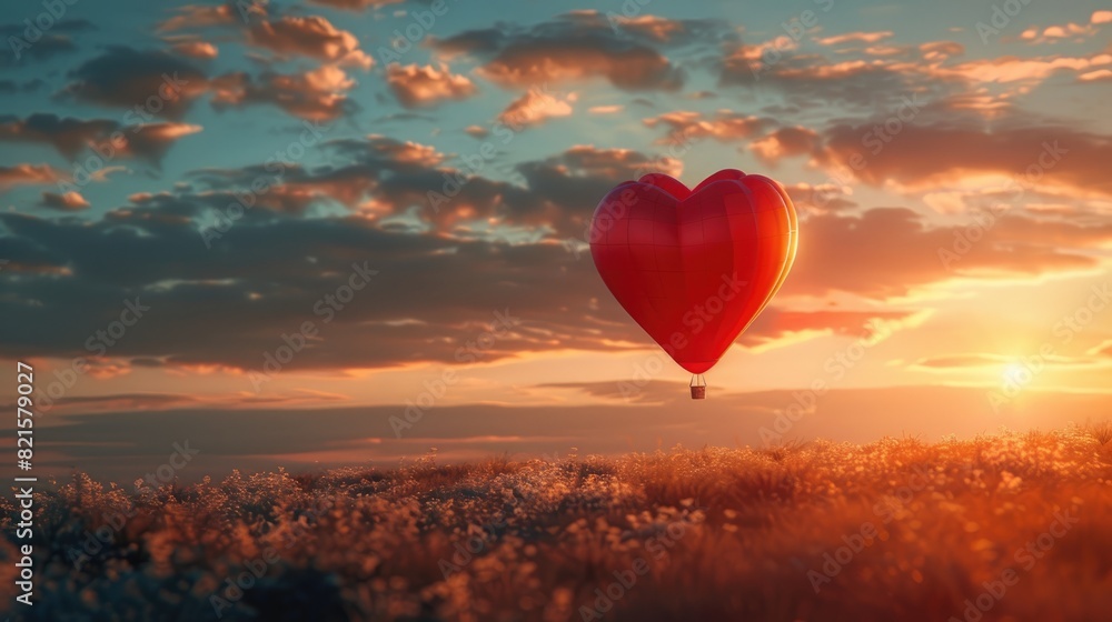 Fototapeta premium heart shaped balloon in the sky