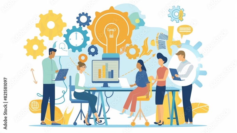 A group of people are working together in a modern office setting generated by AI A group of people are working together in a modern office setting generated by AI