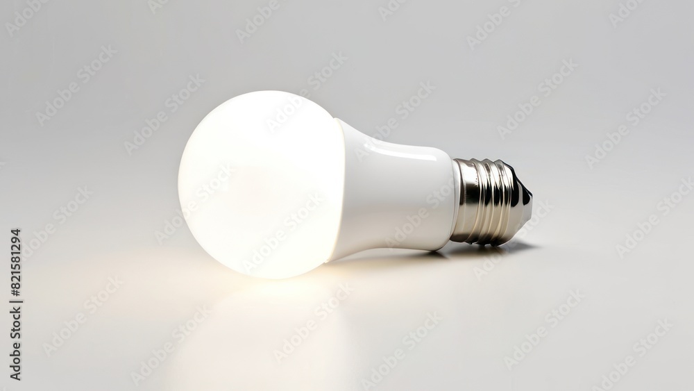 Sleek LED bulb against a white, minimalistic background with subtle lighting. Sleek LED bulb against a white, minimalistic background with subtle lighting.