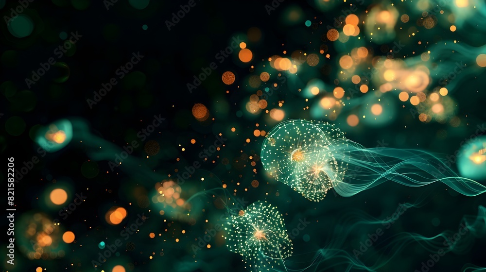 Obraz premium Bioluminescent Deep Ocean Microorganisms Putting on a Dazzling Light Show A Visual Symphony of
