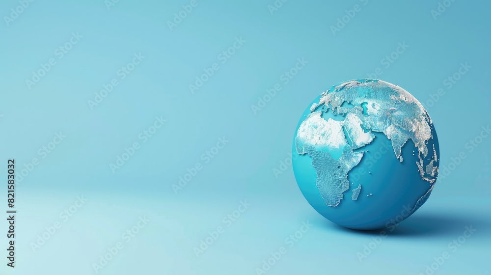 Blue globe earth map 3D on blue background business Blue globe earth map 3D on blue background business