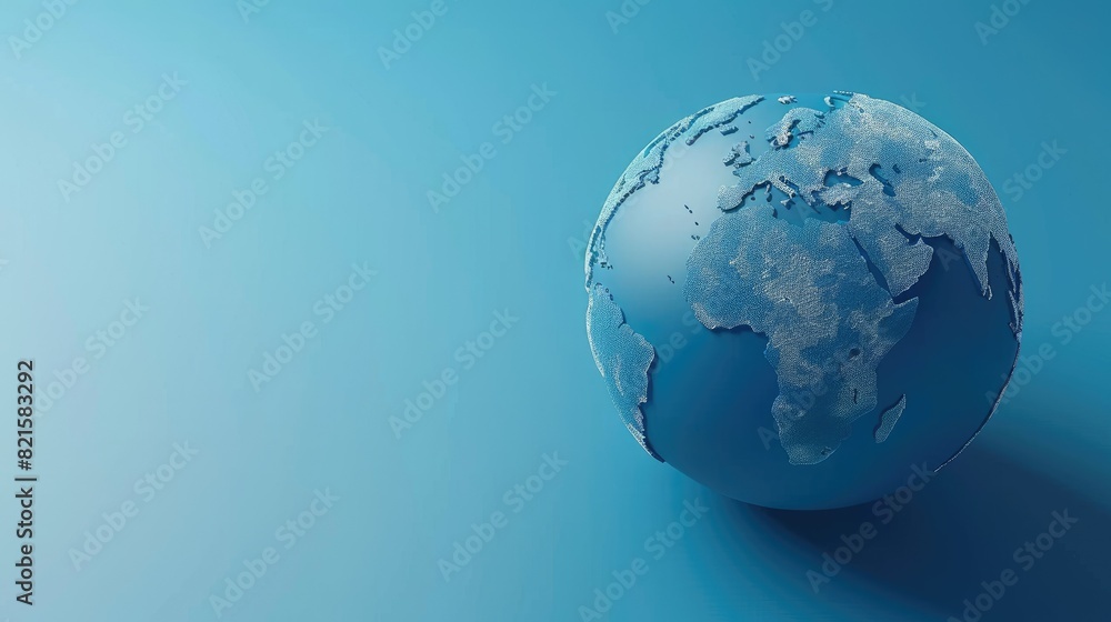 Blue globe earth map 3D on blue background business Blue globe earth map 3D on blue background business