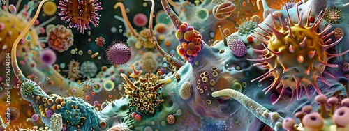 Extraordinary Microscopic Perspective A Vivid Digital Oil Painting Revealing the Hidden Splendor of