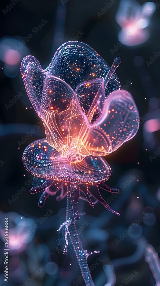 Obraz premium Miniature Universe A Captivating Journey into the Mesmerizing Internal Processes of a Lone