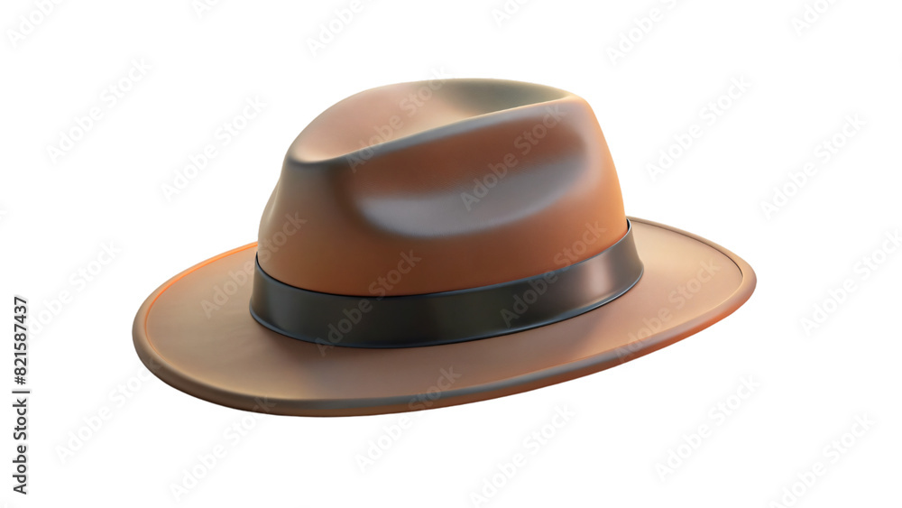 Fototapeta premium Isolated on white, a classic fedora hat for a touch of retro style