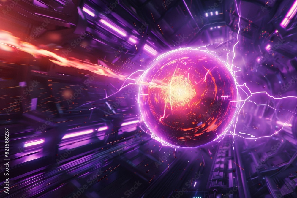 A Futuristic Concept of a Plasma Energy Source, with a Glowing Sphere and Radiant Plasma Streams A Futuristic Concept of a Plasma Energy Source, with a Glowing Sphere and Radiant Plasma Streams