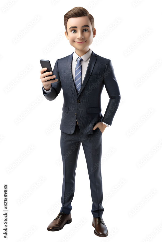 a businessman in a blue suit is seen holding a smartphone a businessman in a blue suit is seen holding a smartphone