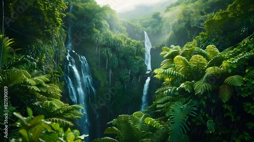Cascading Waterfalls in the Lush Tropical Rainforest of Maui s Road to Hana