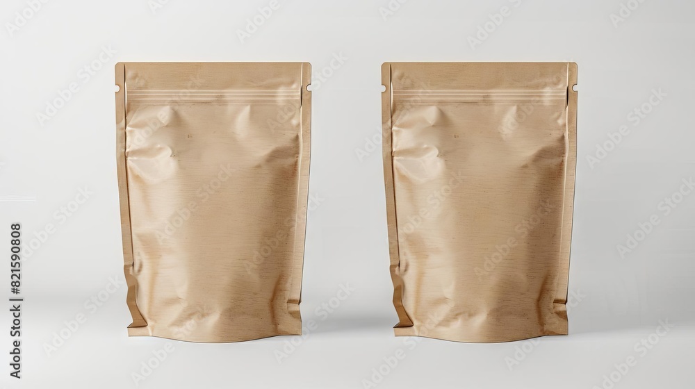 mockup of two ziplock product paper bags on isolated white background packaging design mockup of two ziplock product paper bags on isolated white background packaging design