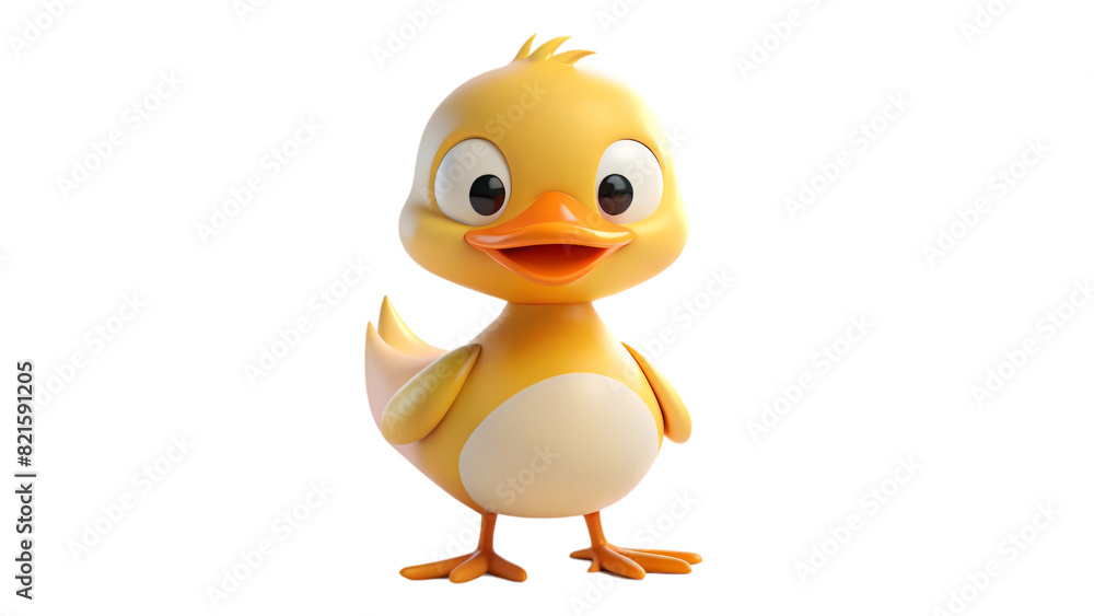 A cute cartoon mother duck with her little yellow duckling hatches A cute cartoon mother duck with her little yellow duckling hatches