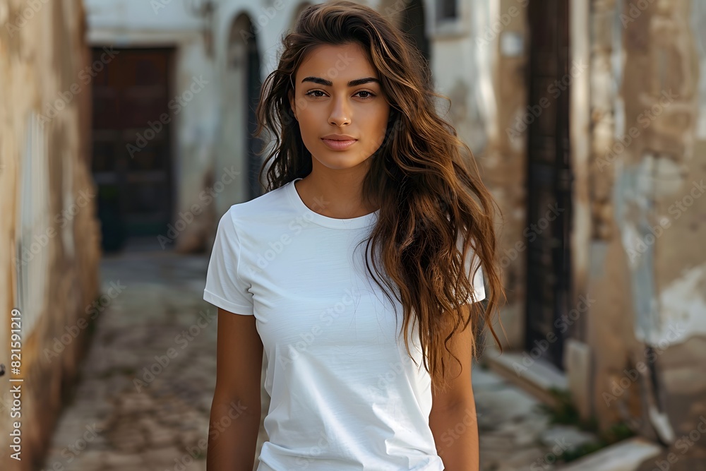Women's White Short Sleeve Round Neck T-Shirt Mockup It is a useful tool for clothing designers to help visualize T-shirts before actual production Save time and money and makes it easier to decide. Women's White Short Sleeve Round Neck T-Shirt Mockup It is a useful tool for clothing designers to help visualize T-shirts before actual production Save time and money and makes it easier to decide.