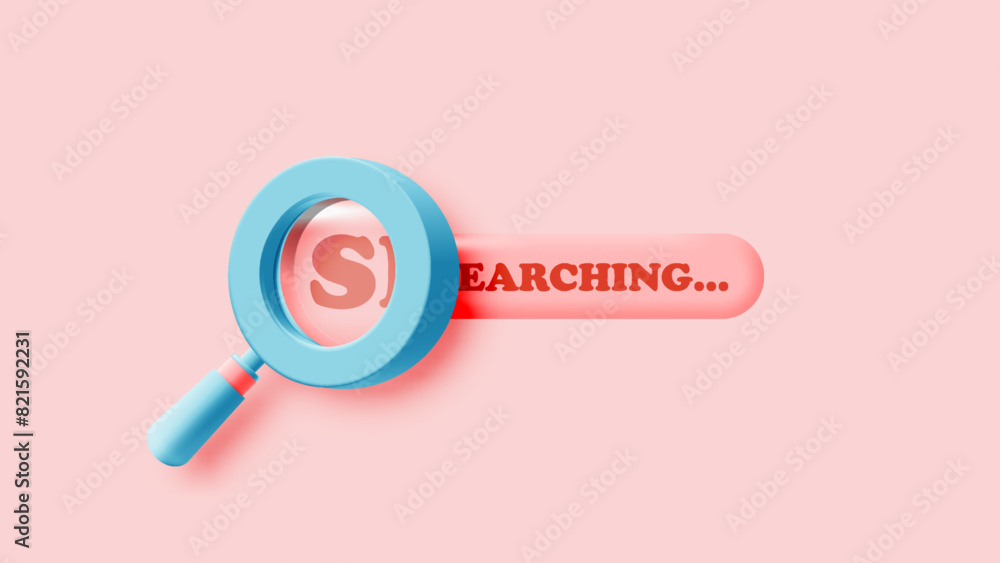 Exploring Search Mechanisms: Magnifying Glass and Text Illustration