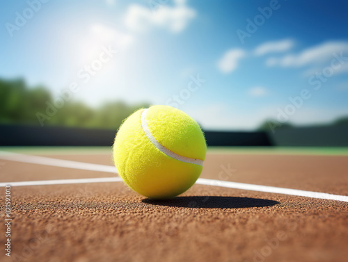 Attractive Close-up tennis ball on the ground © MdMaruf