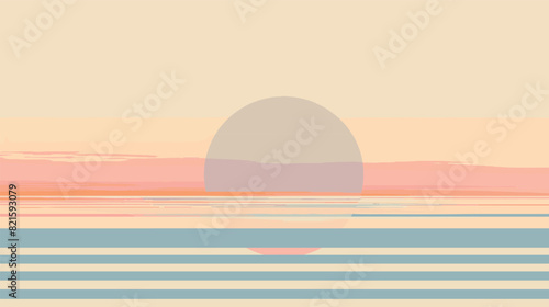 Adobe Serene Sunset Over Calm Waters, Minimalist Abstract Landscape with Soft Pastel HuesIllustrator Artwork