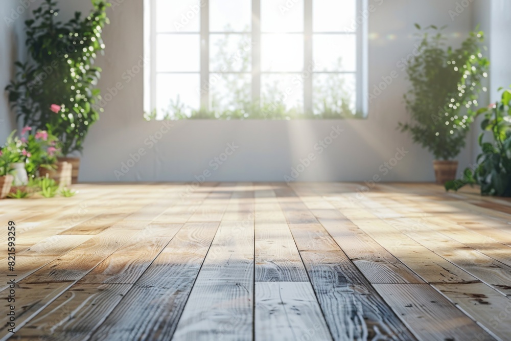 Interior background with wooden floor created with generative ai Interior background with wooden floor created with generative ai