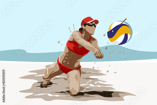Beach volleyball illustration design vector art