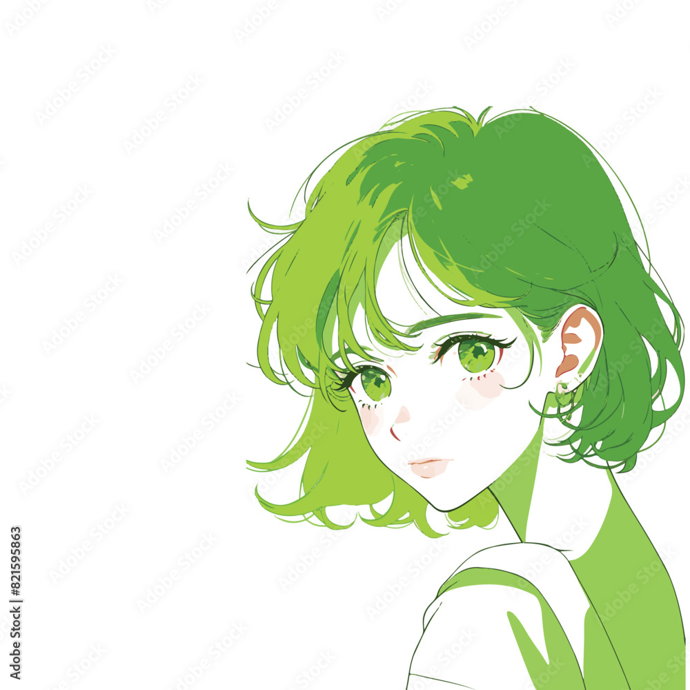 Beautiful cute cute female character image design, green color, beautiful, cool, simple and modern design Beautiful cute cute female character image design, green color, beautiful, cool, simple and modern design